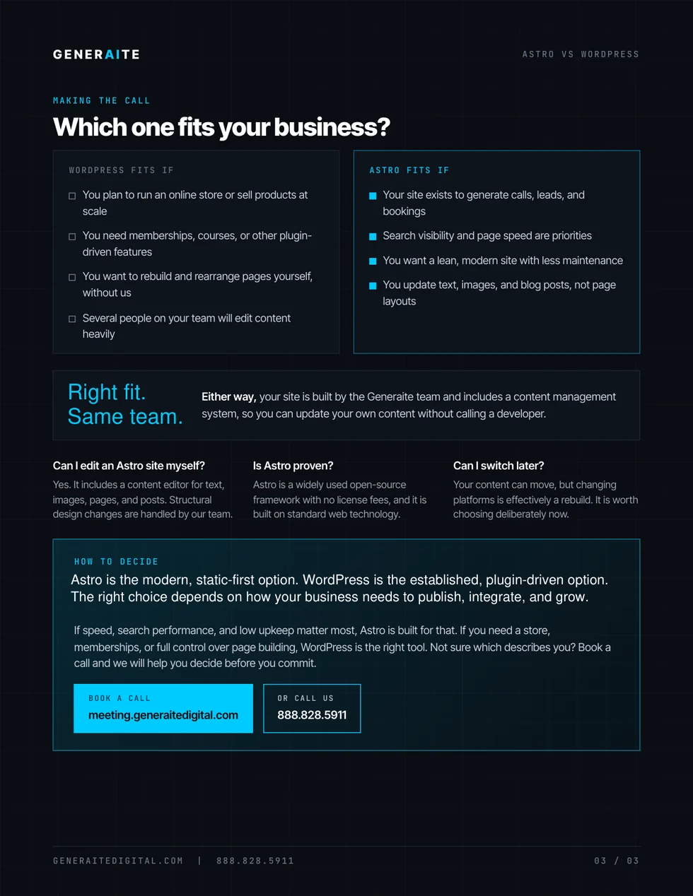 Business website platform decision prompts and next steps